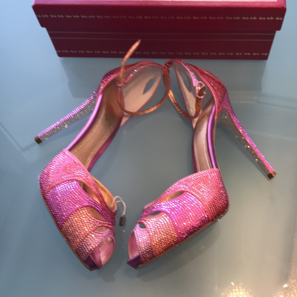 Rene caovilla Sandals size 40 pink orange Crystals - Picture 4 of 9